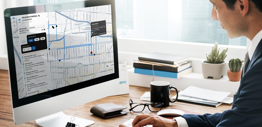 Dashboard de ubicación de empleados en PC y APP