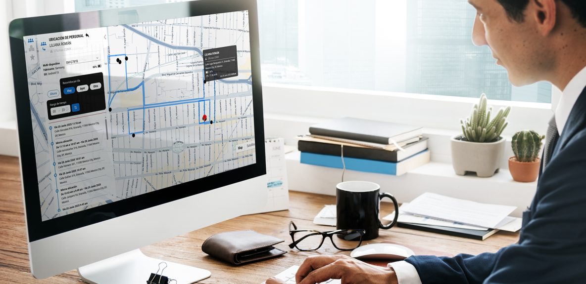 Dashboard de ubicación de empleados en PC y APP