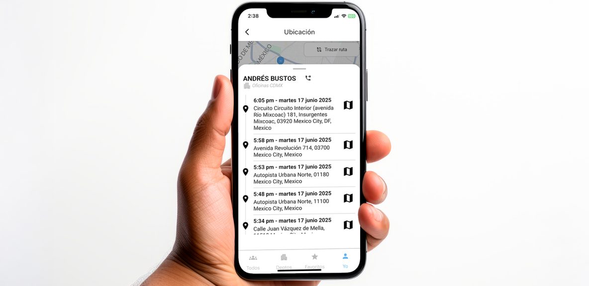 Dashboard de ubicación de empleados en PC y APP