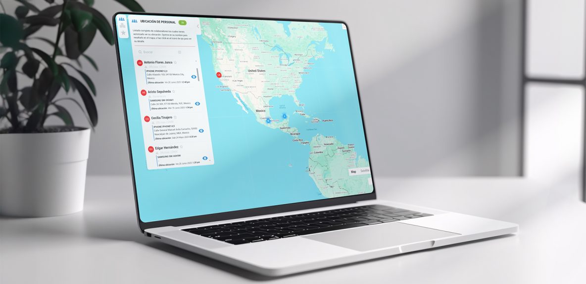 Dashboard de ubicación de empleados en PC y APP